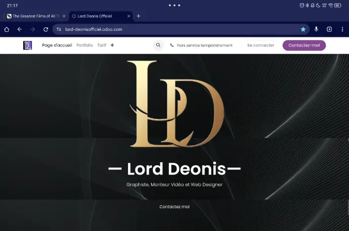 Capture d&#39;écran d&#39;un site web cree 